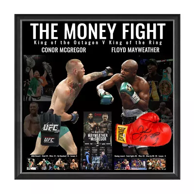 $1995 • Buy The Money Fight Signed Framed Boxing Gloves Conor Mcgregor Floyd Mayweather 