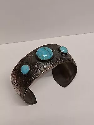 Old Pawn Native American Cuff Bracelet - Vintage Sterling • $47