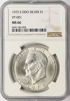 1973-S DDO Silver Eisenhower Dollar $1 NGC MS66 VP-001 • $214.99