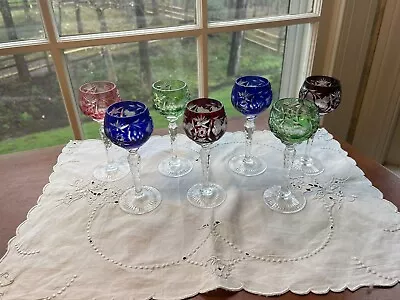 Nachtmann Traube Colored Cordials 4 5/8  Cut To Clear Crystal Bohemian • $165