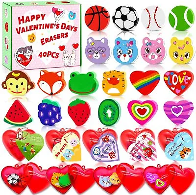 Valentines Day Gifts For Kids 40 Valentine Cards Kids 80 Mini Erasers  • $15.99