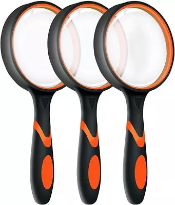 3 Pack Magnifying Glass 10X Handheld Reading Magnifier 50MM For Seniors And Kids • $10.99