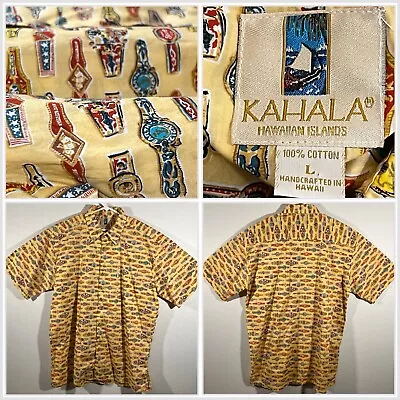 Kahala Hawaiian Men’s AOP Cotton Short Sleeve Button Up Shirt Size Large  • $25.95