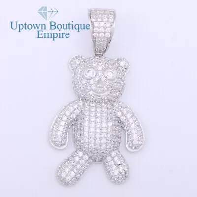 Puffy Teddy Bear Emoji Men Women's 925 Sterling Silver Gold CZ Pendant Charm*ADI • $40.99