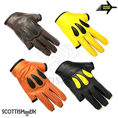 Italian Style Archery Gloves Hunting Shooting Men Leather 3 Full Finger Gloves • £8.90