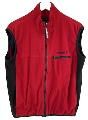 Men's Marmot WINDSTOPPER Fleece Vest Red And Black Size M • $21.60