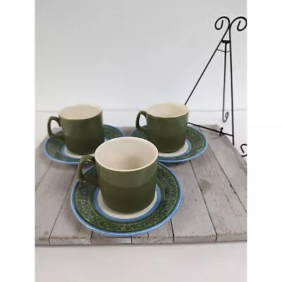 Vintage Royal Ironstone BLUE EDGE By Royal China Set Of 3 Mugs Saucer Plates • $19.97