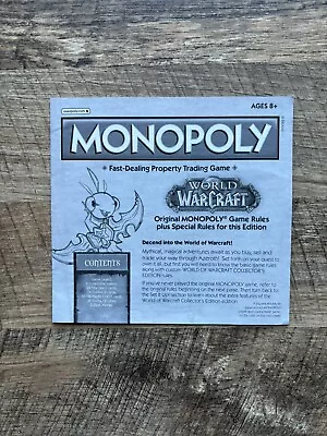 Monopoly World Of Warcraft Collector's Edition Replacement Rule Book Instruction • $12.99