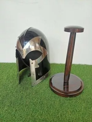 Halloween X-men Magneto Roleplay Costume LARP Steel Helmet With Wooden Stand • $128.99