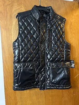 Fried Denim Quilted Puffer Type Vest Mens Medium Black Full Zip NEW • $12.95