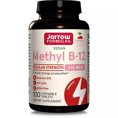 Jarrow Formulas Vitamin Methyl B12 500mcg 100 Cherry Chewable Tablets Energy • £12.66