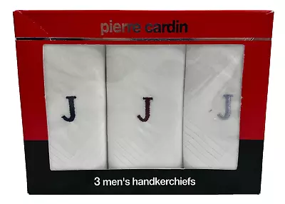 Pierre Cardin 100% Cotton Set Of 3 Handkerchiefs Monogrammed J • $9.99