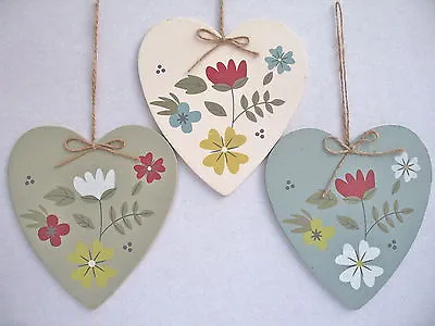 £3.99 • Buy Gisela Graham Easter/spring Country Tulip Painted Wood Heart Decoration  Large