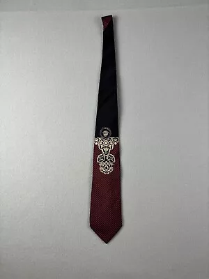Vintage Gianni Versace Tie Medusa Head Geometric Pattern Logo Italy Red Black • $34.01