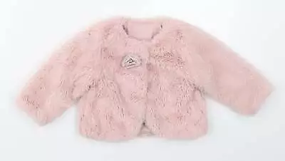 Matalan Girls Pink Jacket Size 9-12 Months Button • £3