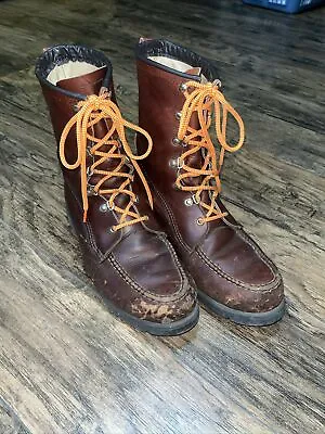 VTG MENS MASON BY CHIPPEWA WORK MOCCASIN BROWN BOOTS SIZE 9.5 D Distressed 04106 • $36.55