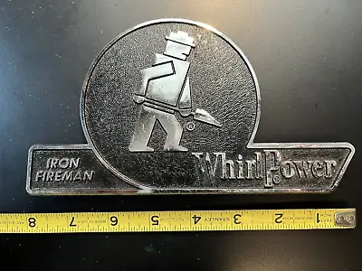 Vintage Iron Fireman Whirlpower Metal Furnace Advertising Emblem - Free Shipping • $129.99
