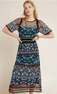 Anthropologie Esther Embroidered Midi Dress • $125