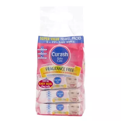$19.99 • Buy Curash Baby Wipes Value Travel Pack 5 X 20 Packs QLD STK 