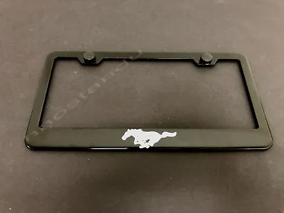 $14.23 • Buy 1x Horse PONY BLACK Stainless Metal License Plate Frame + Screw Caps