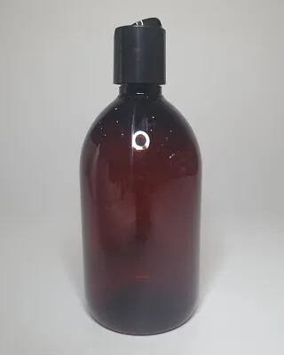 Empty 250ml PET Plastic Amber Boston Bottles & Black Disc Top Cap *Any Amount* • £1.89