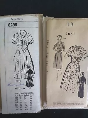 Vintage Sewing Mail Order Dress Lot 2 Women's Dressas Sz 18 And 20 1/2 • $12.99