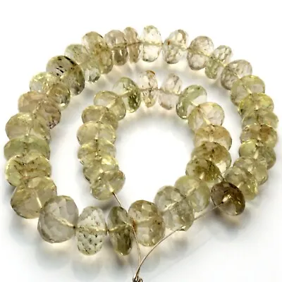 Natural Gem Prasiolite 8 To 10 Mm Size Faceted German Cut Rondelle Strand 9  • $28