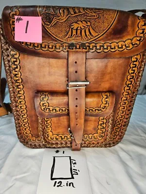 Handmade Tooled Mexican Leather Satchel / Crossover Bag Deer And Tree Stump • $80