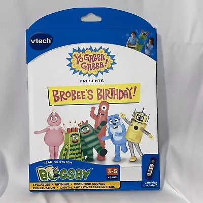 Vtech Bugsby Reading System Yo Gabba Gabba Brobees Birthday Book & Cartridge New • $50