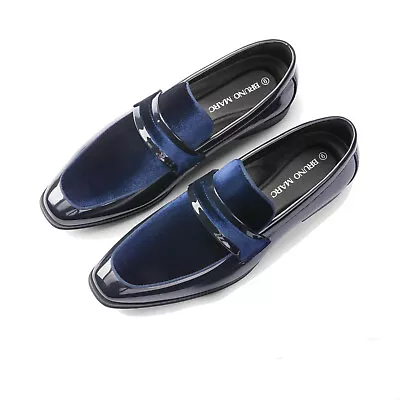 Men's Tuxedo Patent Vegan Leather Loafers Velvet Slip-On Dress Shoes Size 8-13 • $35.79