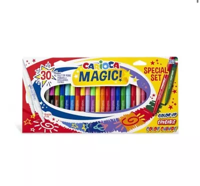 Carioca 30 Pack Magic Colours Erasable Markers Colouring 6mm Felt Tip Pens • £14.99