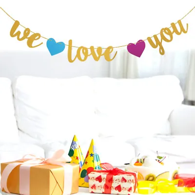 Baby Shower Banner Baby Shower WE LOVE YOU Banner Gold • £6.79