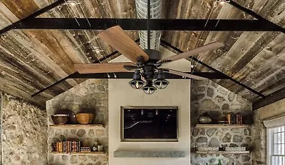 52  Rustic Cabin Ceiling Fan W Lights Mission Style Aged Bronze Barnwood Finish • $169.89