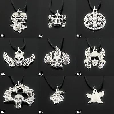 Skulls & Spooky Silver Tone Pendant Necklace Mens Womens Boys Girls Jewellery UK • £3.29