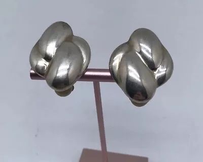 Vintage Maxine Denker Modernist Clip On Silver Tone Earrings • $12