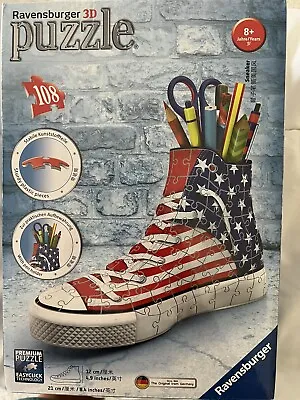 Ravensburger 3D Puzzle Sneaker Pencil Holder American US Flag 108 Piece Sealed • $14.99