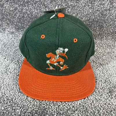 Vintage 90s Miami Hurricanes Snapback Hat Cap Green Universal NCAA NOS FLAW • $39.95