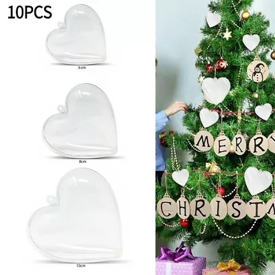 Clear Fillable Heart Baubles Plastic Wedding Favours Christmas Decoration Love • $19.65