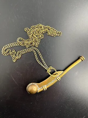 Vintage Brass Ship Boatswain Bosun's Pipe Whistle 4.5  With Long Chain • $25