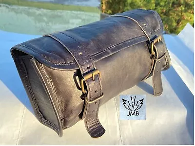 Luggage Handlebar Tool Leather Motorcycle Front Fork Saddle Bag Storage Pouch • $35.84