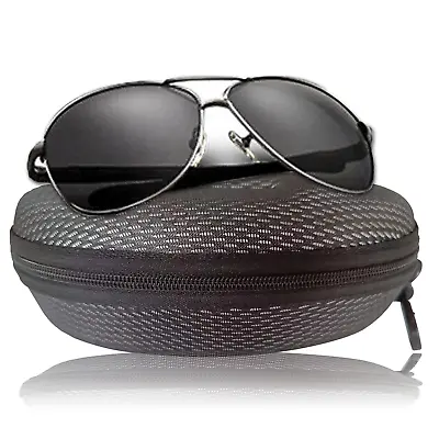 $6.16 • Buy Portable Eye Glasses Hard Case Sunglasses Black Box Clam Shell Zipper With Hook