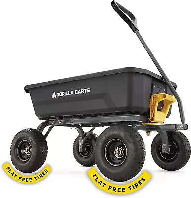 Gorilla Carts 4GCG-NF Poly Dump Cart With No-Flat Tires 4 Cu Ft 600 Lb Capacity • $268.99