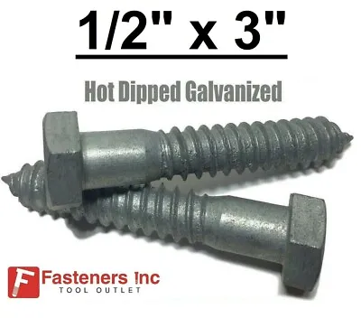 (Choose Qty) 1/2  X 3  Hot Dipped Galvanized Hex Head Lag Bolt Screw HDG • $14.20