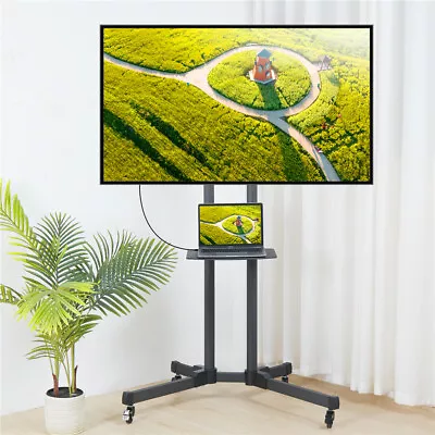 Portable Mobile TV Floor Stand With Tray For 23-70 Inch TVs Home Office Display • £57.91
