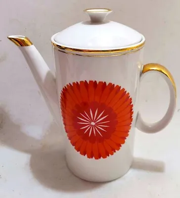 Karolina Poland 1960's 70's Orange Sun Coffee Pot Retro • £35