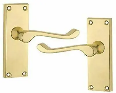 1 Pair Polished Brass Finish Victorian Scroll Door Handles High Quality 120mm • £9.39