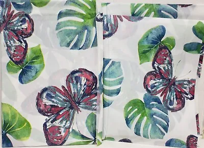 $8.99 • Buy Thin Peva Vinyl Tablecloth 60  Round(4-6 People)BUTTERFLIES & TROPICAL LEAVES,GR