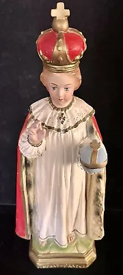 Vintage- Infant Child Of Prague Chalkware Statue Sacred Heart Of Jesus 15” Tall • $29