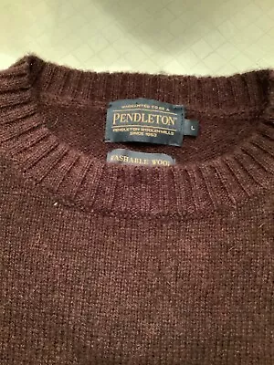 Pendleton Shetland Wool Crewneck Sweater Burgundy Washable Mens Large • $22