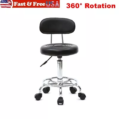 Bar Spa Stool Work Shop Adjustable Rolling Chair Hydraulic Lift Seat W/ Backrest • $49.99